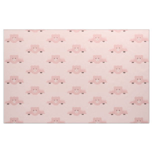 Whimsical & Fancy Pink Pig Cute Farm Animal Fabric