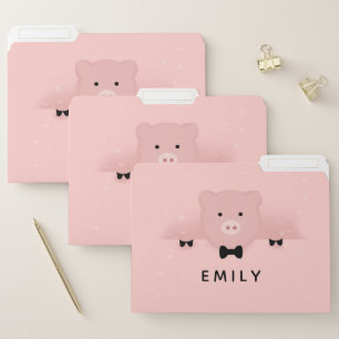 Whimsical & Fancy Pink Pig Cute Farm Animal File Folder