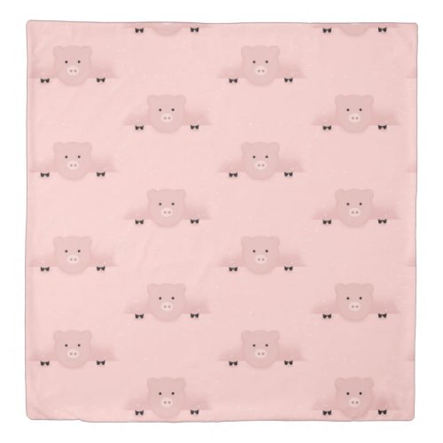 Whimsical Fancy Pink Pig Cute Farm Animal Pattern Duvet Cover
