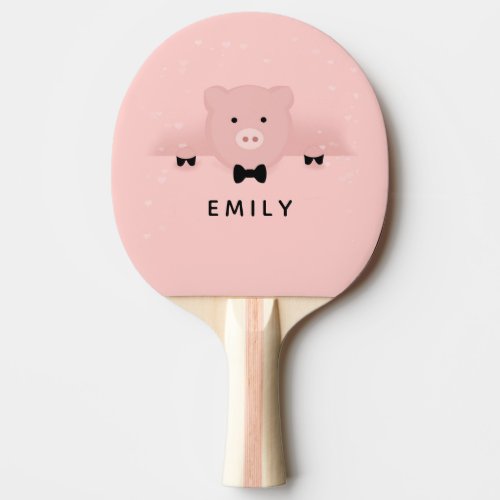 Whimsical  Fancy Pink Pig Cute Farm Animal Ping Pong Paddle