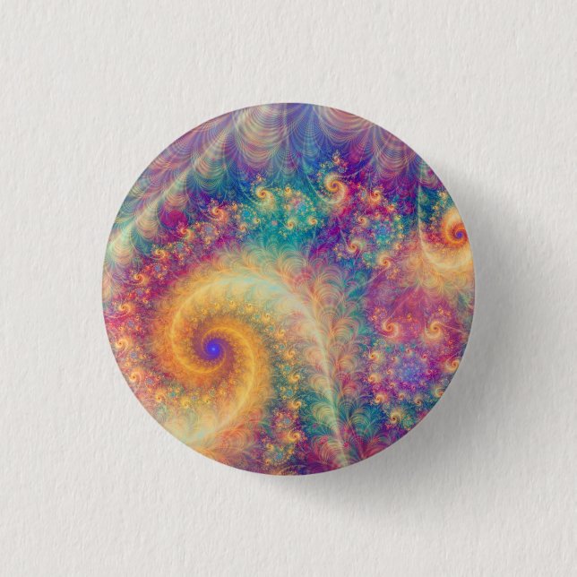 Whimsical Fantasy Abstract Fractal Vortex Art Button (Front)