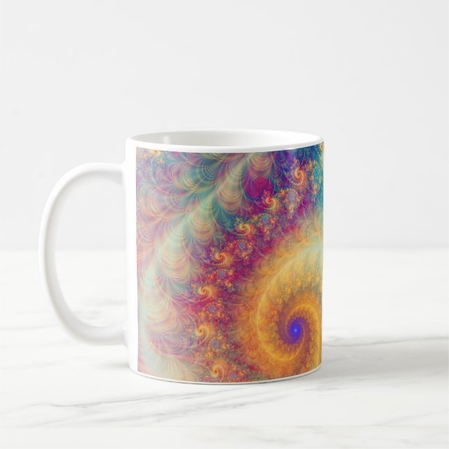 Whimsical Fantasy Abstract Fractal Vortex Art Coffee Mug (Left)