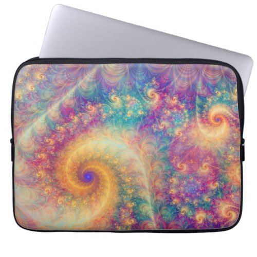 Whimsical Fantasy Abstract Fractal Vortex Art Laptop Sleeve