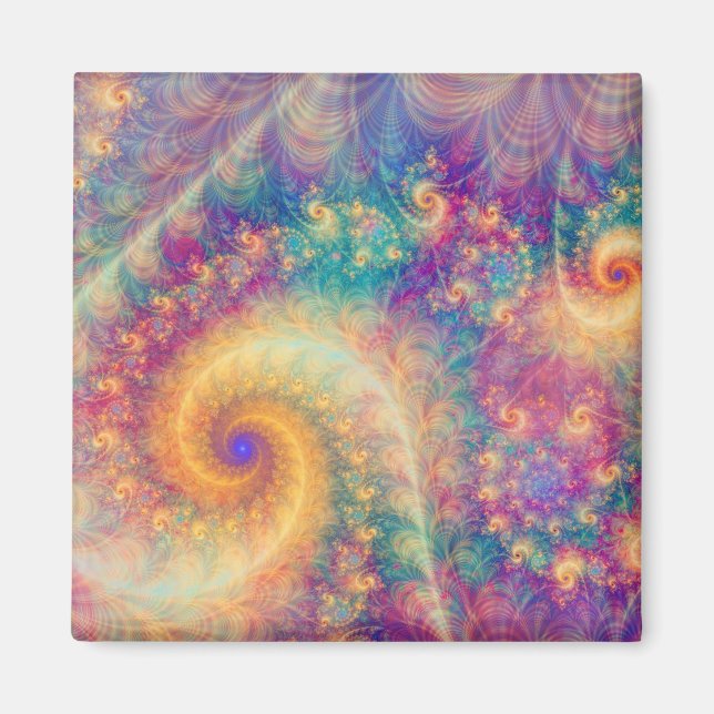 Whimsical Fantasy Abstract Fractal Vortex Art Magnet (Front)