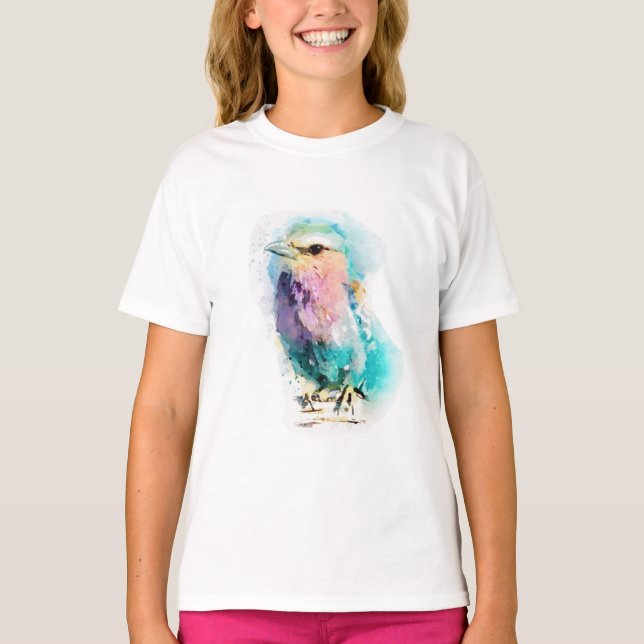 Whimsical Fantasy Bird Girls Graphic Tee Pretty (Front)