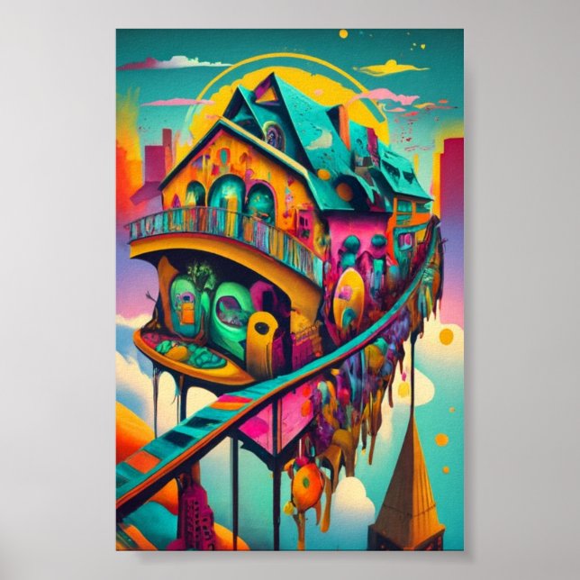 Whimsical Fantasy Colorful Poster Wall Art (Front)