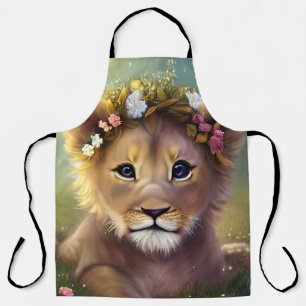 Whimsical Fantasy Cute Kawaii baby lion cub Apron