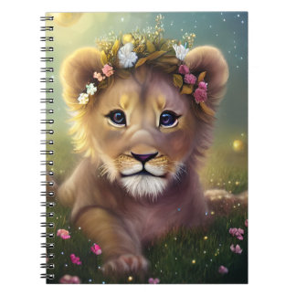 Whimsical Fantasy Cute Kawaii baby lion cub  Notebook