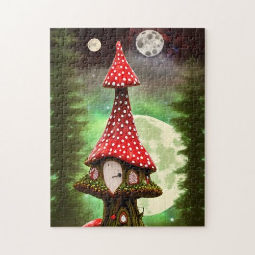 Whimsical Fantasy Mushroom House _ Moon Puzzle