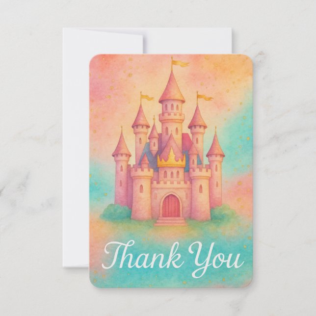 Whimsical Fantasy Princess Thank You Card (Front)
