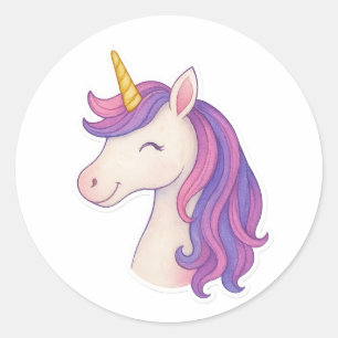 Whimsical Fantasy Smiling Unicorn Sticker