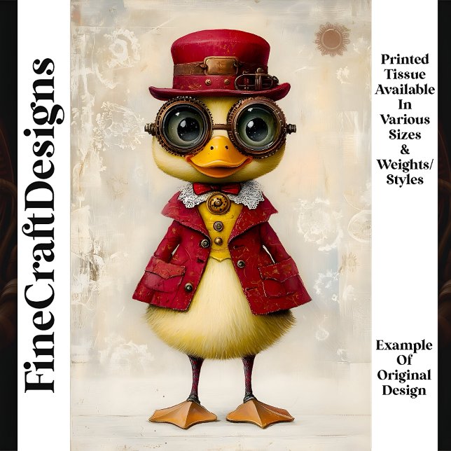 Whimsical Fantasy Steampunk Duckling L7 Decoupage Tissue Paper (Creator Uploaded)