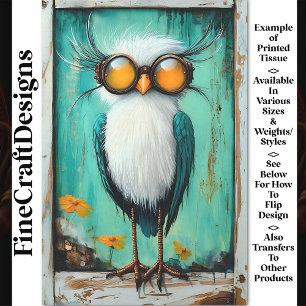 Whimsical Fantasy Steampunk Fun Bird BS4 Decoupage Tissue Paper