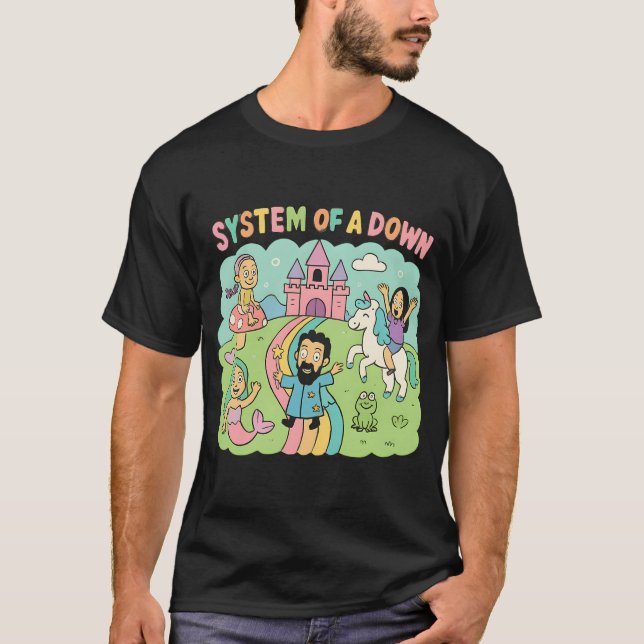 Whimsical Fantasy System Of A Down Cartoon T-Shirt (Front)