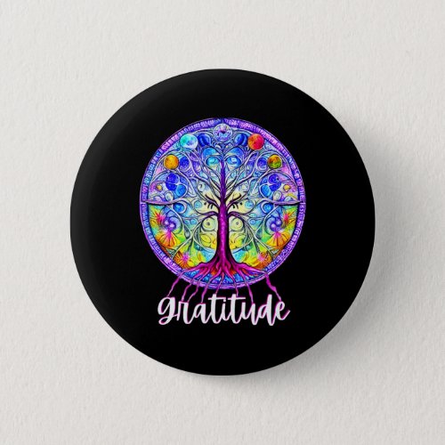 Whimsical Fantasy Tree Of Life Chakra Gratitude  Button