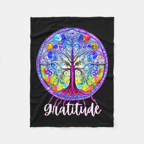 Whimsical Fantasy Tree Of Life Chakra Gratitude  Fleece Blanket