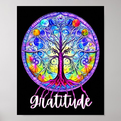 Whimsical Fantasy Tree Of Life Chakra Gratitude  Poster