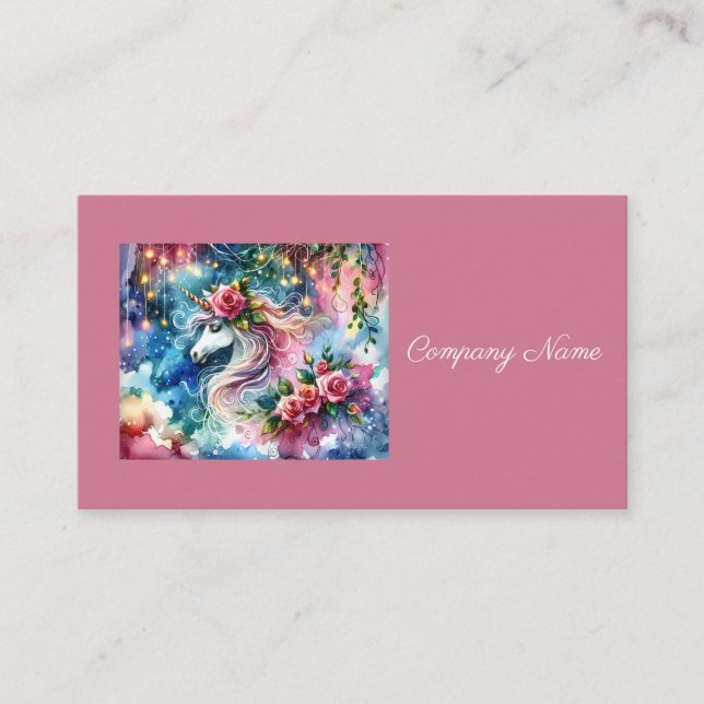 Whimsical Fantasy Unicorn Business Card (Front)