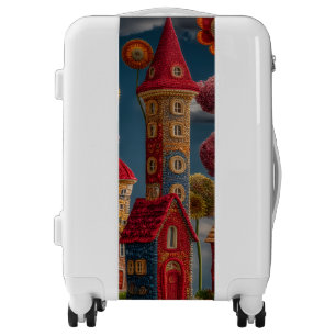 Whimsical Fantasy Village Colorful Towers Art Luggage