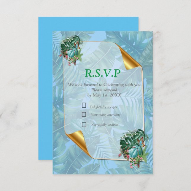 Whimsical Fantasy World with a Tropical Flavour RSVP Card (Front/Back)