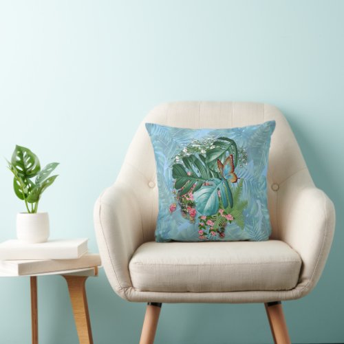 Whimsical Fantasy World with a Tropical Flavour Throw Pillow