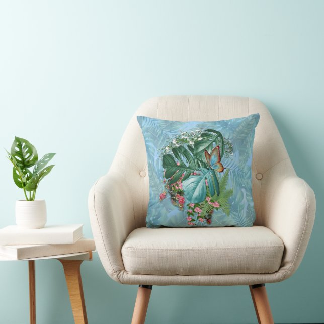 Whimsical Fantasy World with a Tropical Flavour Throw Pillow (Chair)