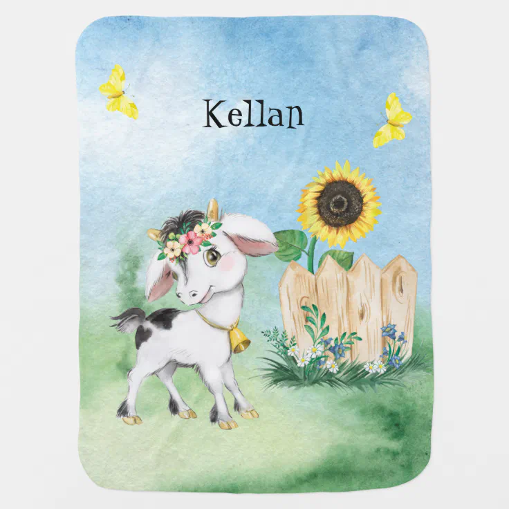 Whimsical Farm Animal Baby Goat Sunflower AP17 Baby Blanket | Zazzle Whimsical Farm Animal Baby Goat Sunflower AP17 Baby Blanket | Zazzle