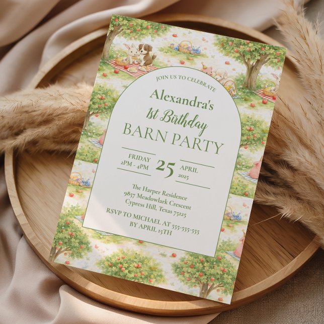 Whimsical Farm Animals Barnyard 1st Birthday Invitation (Creator Uploaded)