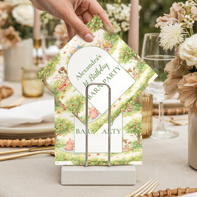 Whimsical Farm Animals Barnyard 1st Birthday Napkins (Creator Uploaded)