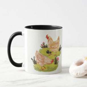 Whimsical Farm Hens Mug