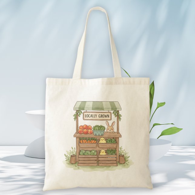 Whimsical Farmers Market Stand Watercolor Tote Bag (Creator Uploaded)