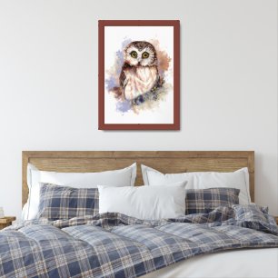 Whimsical Farmhouse Rustic Woodland Owl Bird Print
