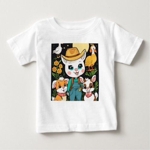 Whimsical Farmyard Friends Coloring Adventure Baby T_Shirt