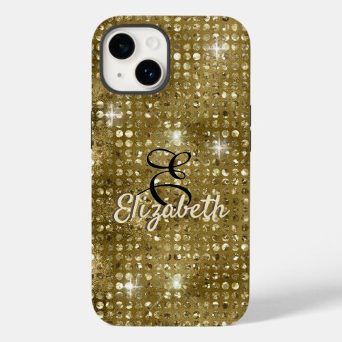 Whimsical Faux Gold Glitter Monogram  Case_Mate iPhone 14 Case