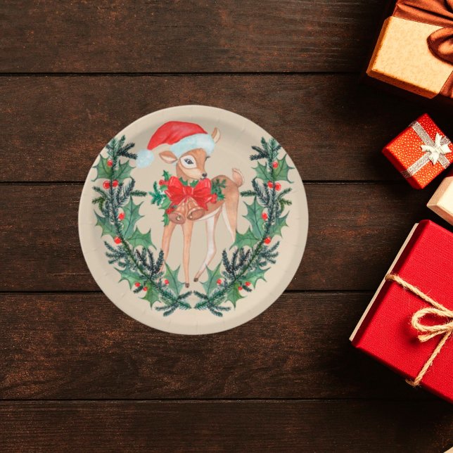 Whimsical Fawn Wreath Paper Plates (Creator Uploaded)