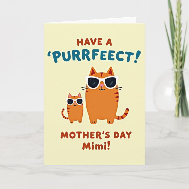 Whimsical Feline Mother Card (Front)