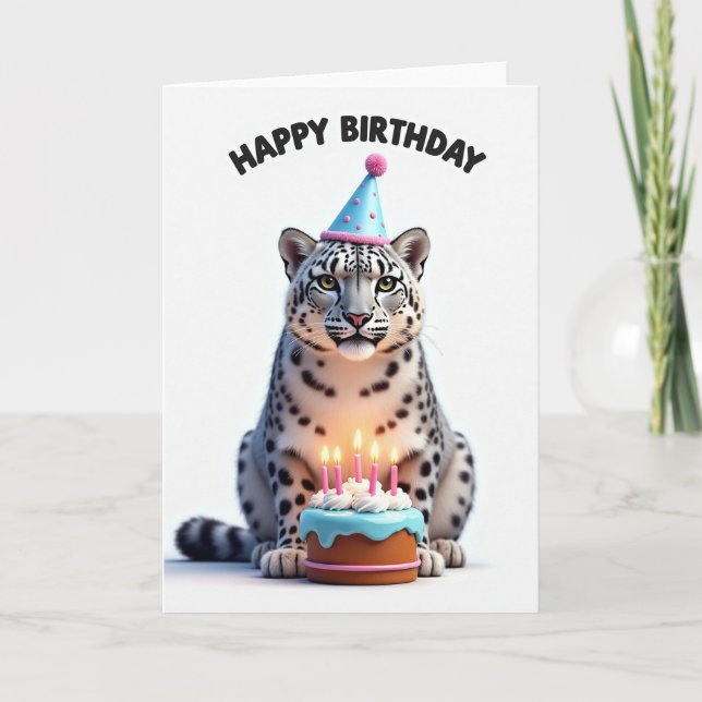 Whimsical Feline Party Hat Card (Front)