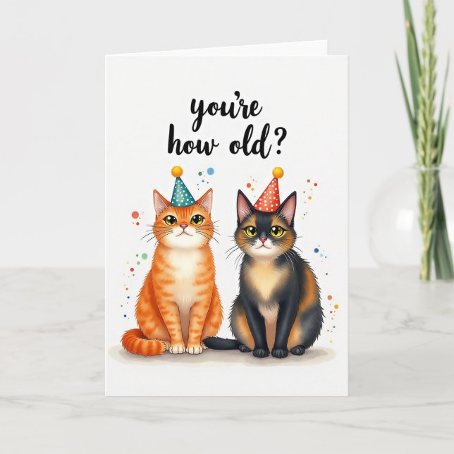 Whimsical Felines Birthday Card (Front)