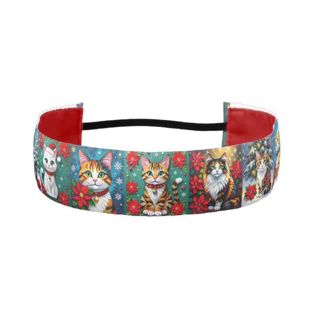 Whimsical Festive Cats Christmas  Athletic Headband (Front)