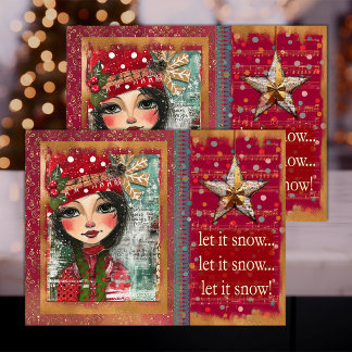 Whimsical Festive Christmas Decoupage Tissue Paper