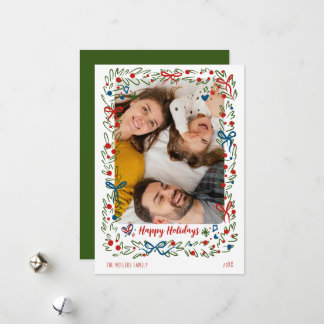 Whimsical festive Christmas Photo Card wreath