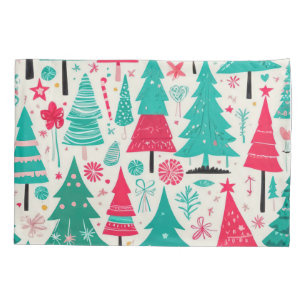 Whimsical Festive Christmas Tree Pattern Pillow Case