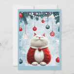 Whimsical Festive Fat Cat Holiday Card