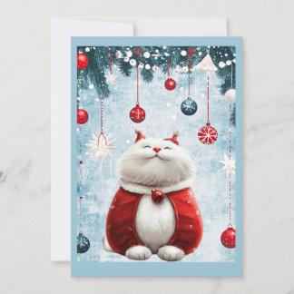Whimsical Festive Fat Cat Holiday Card