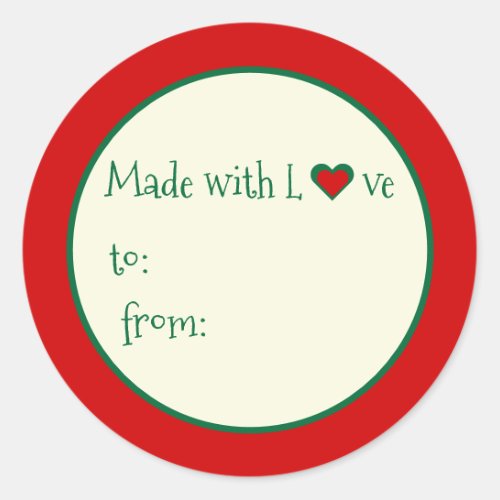 Whimsical Festive Made with Love Write On Gift Classic Round Sticker