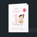 Whimsical first birthday fairy girls cute pink card<br><div class="desc">An adorable 1st birthday card with the cutest little fairies that you can personalise with the recipient child name. The birthday fairy collection is perfect for little girls who adore magical creatures. You can choose between two types of cards. You can choose either silky gloss paper or matte paper. Matte,...</div>