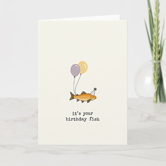 Whimsical Fish Birthday Joy Card (Front)