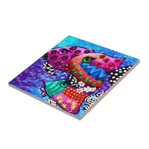 Whimsical Fish Trio Colorful Abstract Nautical Ceramic Tile