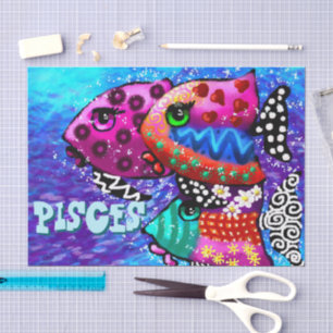 Whimsical Fish Trio Pisces Personalized Decoupage Tissue Paper