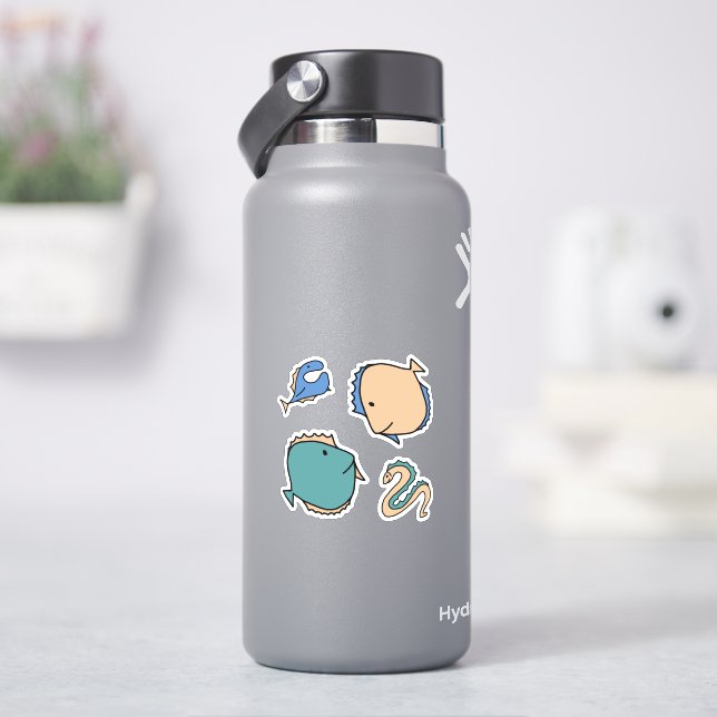 Whimsical Fishes and Eel Sticker (HydroFlask)
